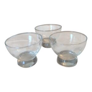 Set Of 3 Vintage 50s Swedish Modern Clear Glass Stemmed Dessert Ice Cream Cups
